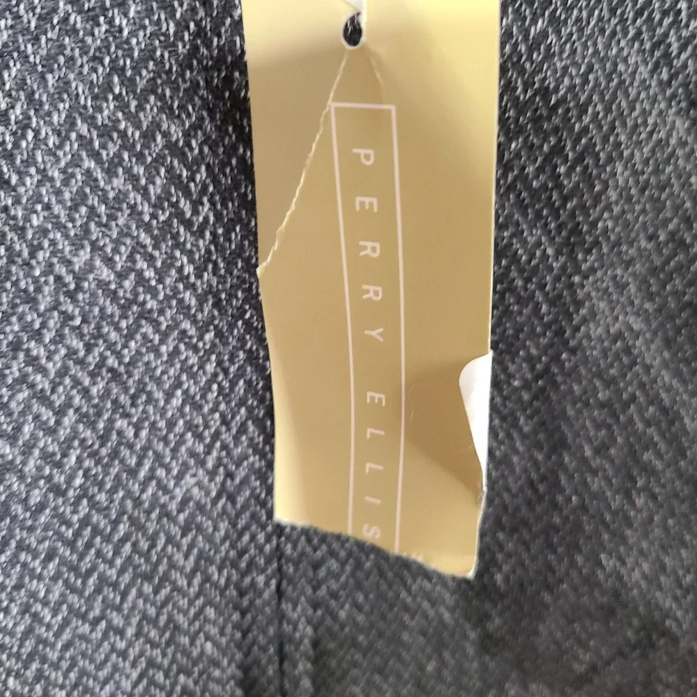 Perry Ellis Vest Mens XL Gray Herringbone Full Zip Wool Blend Casual Lined NEW